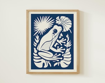 Coquí Frosch puertoricanische Kunstdruck | Boricua Wohnkultur | Mid Century Latein Wand Kunst | Hispanisches Erbgeschenk