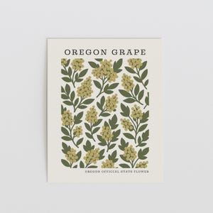 Oregon State Flower Art Print | Grape Botanical Wall Decor | Mid Century Modern Floral | Housewarming Gift image 2