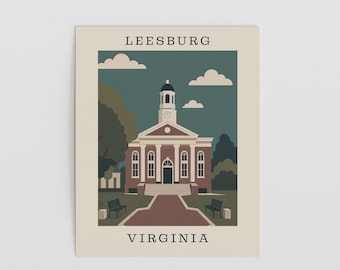 Leesburg Virginia Art Print Historic Courthouse Architecture Decor