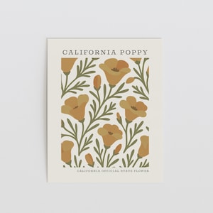 California Poppy Art Print | Mid Century Modern Botanical Wall Decor image 5