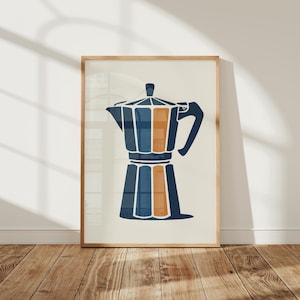 Color Block Moka Pot Art Print, Modern Coffee Wall Decor