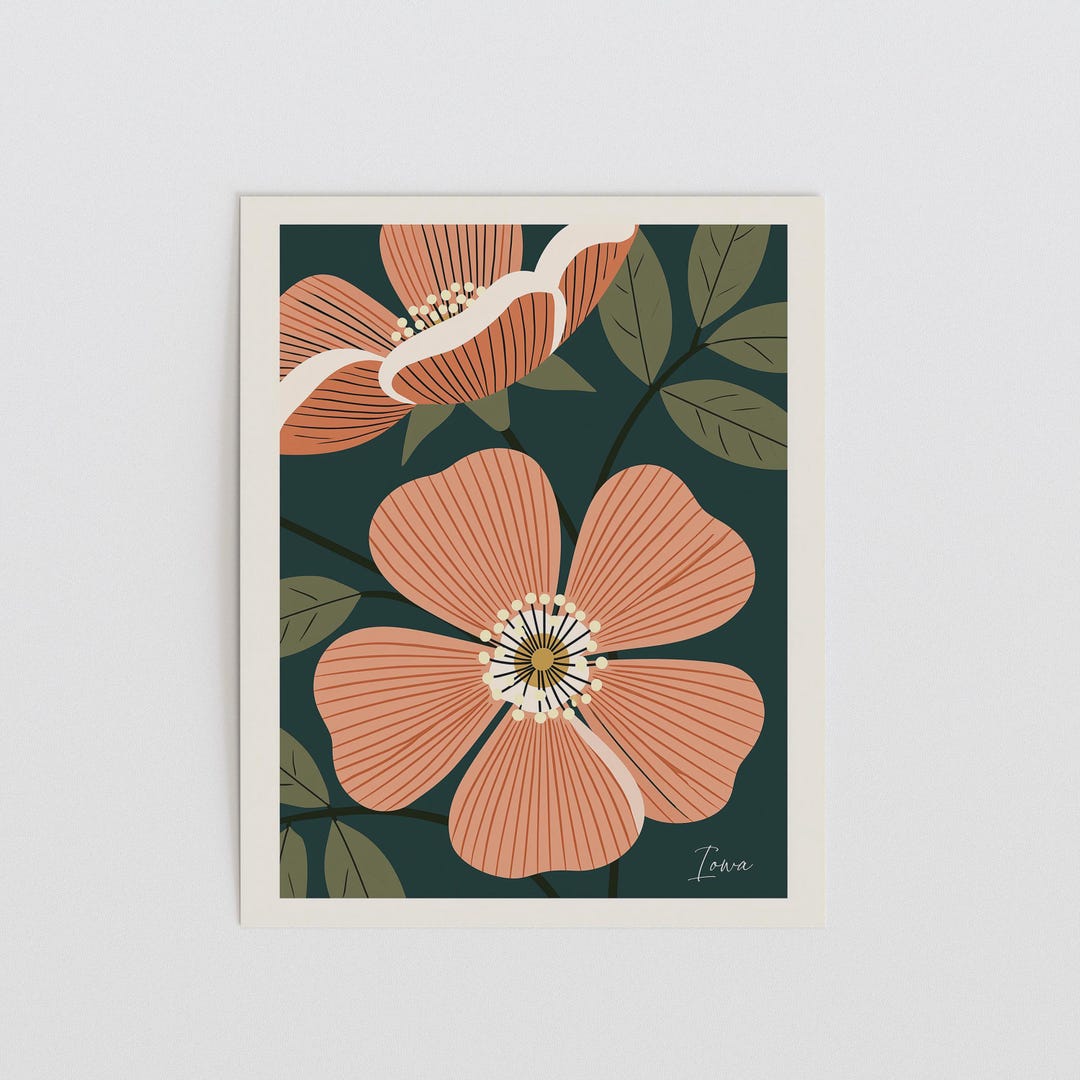 Iowa State Flower Digital Download | Wild Prairie Rose Botanical Wall ...