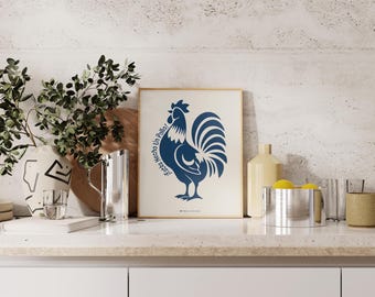 Pollo puertoricanische Kunstdruck | Boricua Wanddekor | Mid Century Latein Geschenk | Hispanic Erbhaus Idee