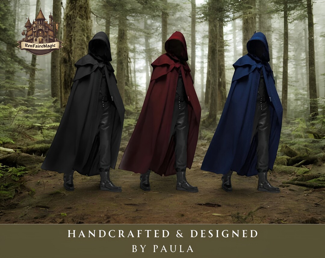 Ren Faire Medieval Assassin Cloak Hooded Cape Coat Etsy UK