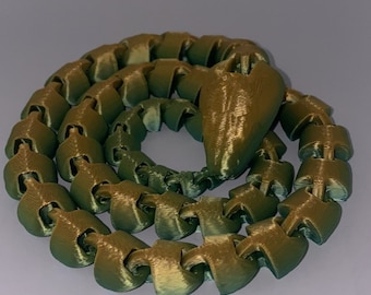 Serpiente articulada impresa en 3D única - Escultura de serpiente hecha a mano