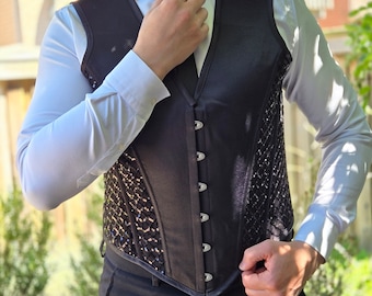 Black Steampunk Corset Vest, Burning Man Fashion