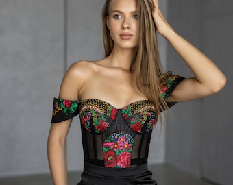 Plus Size Tapestry Overbust Corset, Renaissance Rave Outfit