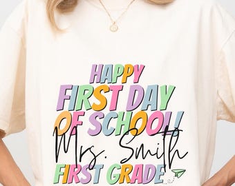 Camiseta personalizada para profesor: regalo de vuelta al cole, nombre personalizado