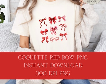 Laços vermelhos Coquette PNG, colagem estética (download digital)