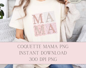 Retro Coquette Mama PNG, Pink Bows Design (Digital Download)