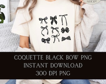 Coquette Black Bows PNG, Goth Girl Aesthetic (Digital Download)