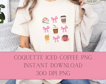 Coquette Iced Coffee PNG, Soft Girl Era PNG, Iced Coffee Social Club png, Pink Bow Collage PNG, Aesthetic Coquette Design, Coffee lover png