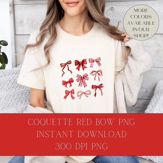 Coquette Red Bows PNG, Aesthetic Collage (Digital Download)