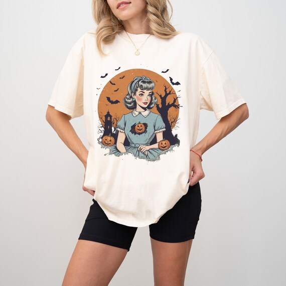 Retro Halloween Spooky Tshirt Pumpkin Patch Tshirt Halloween Gift Halloween Costume Tshirt Oversize Halloween Tee 90s Horror Movie Fan Tee