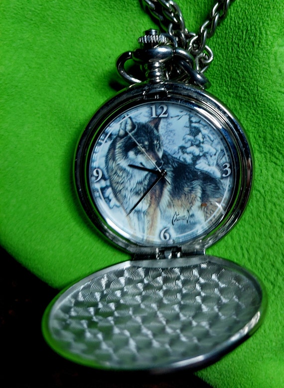 Wolf - vintage pocket watch with chain - image 3