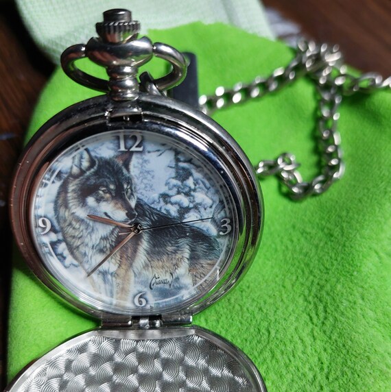 Wolf - vintage pocket watch with chain - image 5