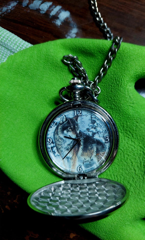 Wolf - vintage pocket watch with chain - image 2