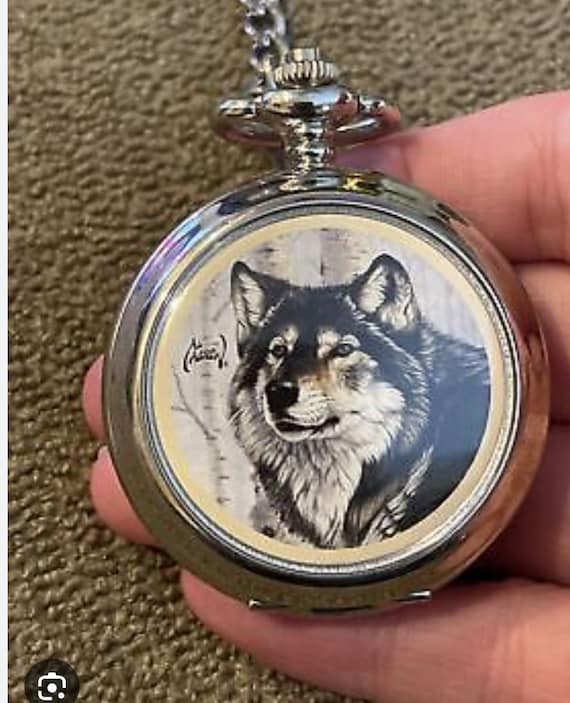 Wolf - vintage pocket watch with chain - image 6