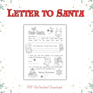 Carta para colorear a Papá Noel: actividad navideña para completar espacios en blanco para niños
