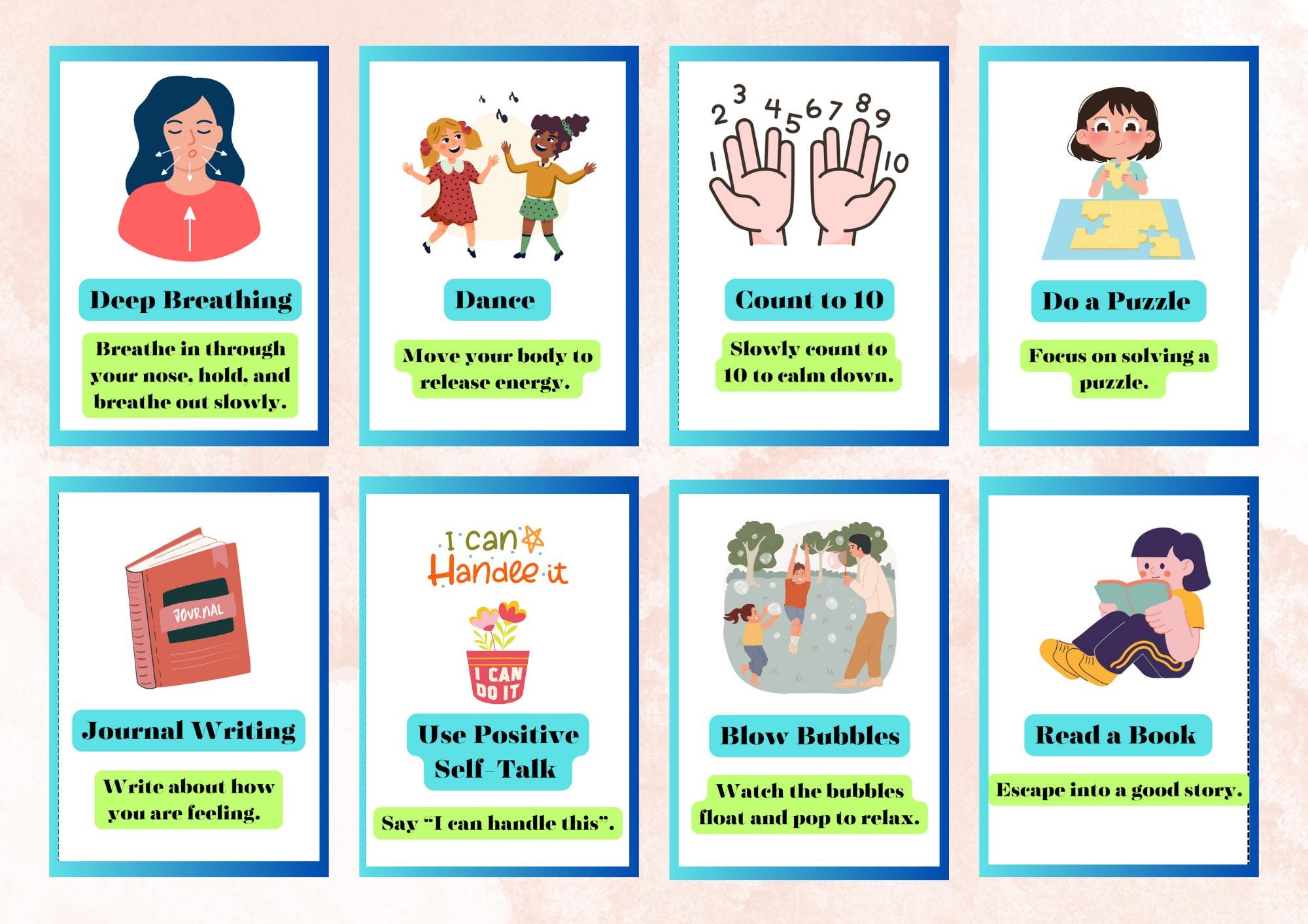 44 Fun Coping Skills Flashcards for Kids – Emotional Regulation ...