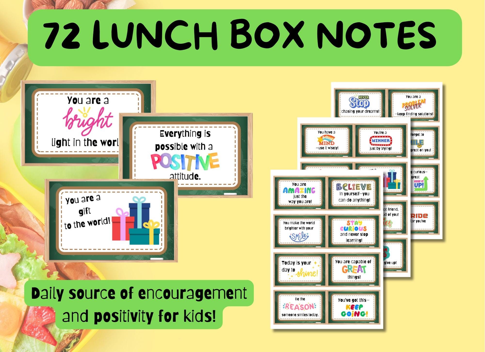 72 Fun & Motivational Lunchbox Notes for Kids – Printable Encouragement ...