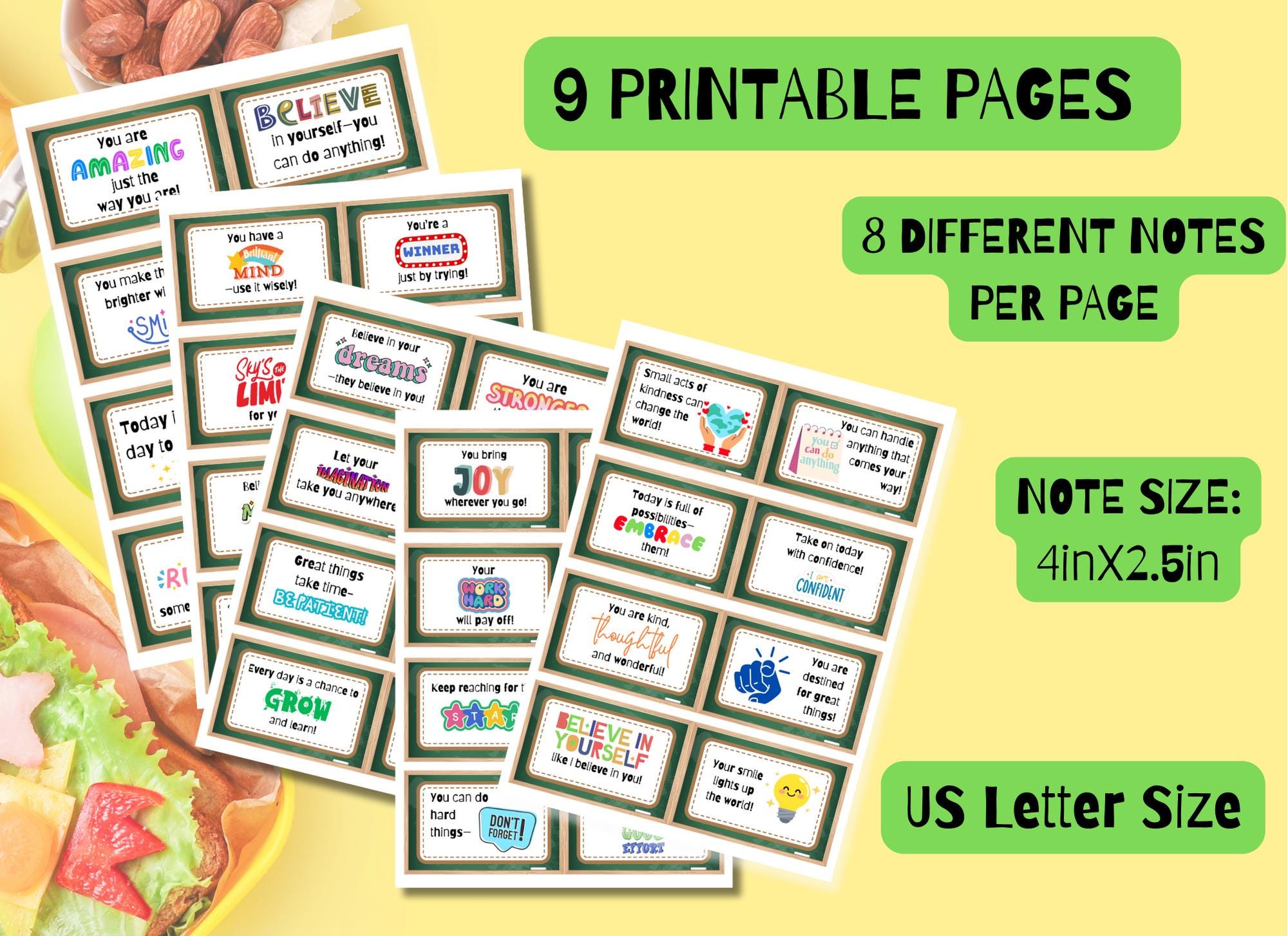 72 Fun & Motivational Lunchbox Notes for Kids – Printable Encouragement ...
