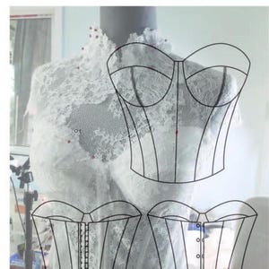 Korsett, Mönster för att sy bustier-toppmönster, PDF-mönster korsett med kupor Topp-bustier-sömnadsmönster | Storlekar 2S till 2XL | Direktnedladdning