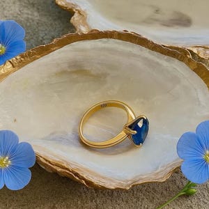 Pearl Paint Oyster Shell: Gold Edged Jewelry Trinket Dish