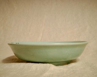 Handmade Celedon Daisy Plate: Vietnamese Pottery Dinnerware