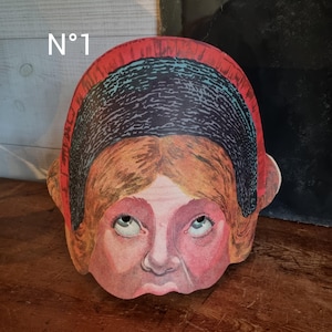 Masques anciens de carnaval en carton années 30 fête costumée brocante francaise, jouet jeu