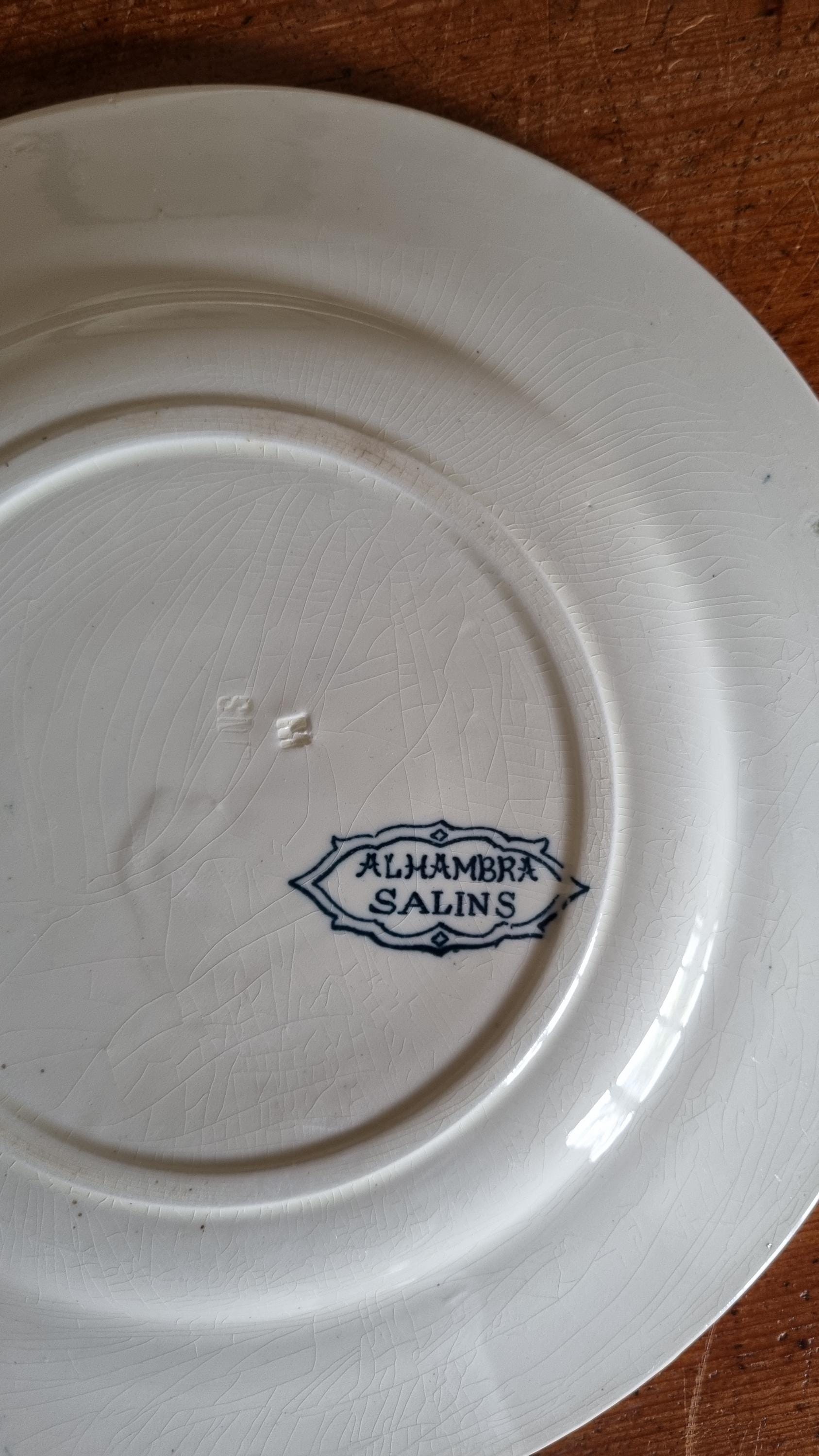 Set of 4 Old Flat Plates Terre De Fer Salins Alhambra Model French