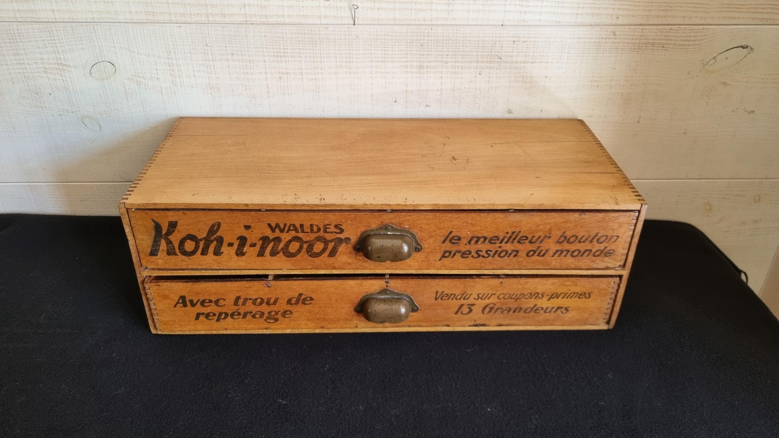 Antique French haberdashery furniture or box, flea market, sewing workshop