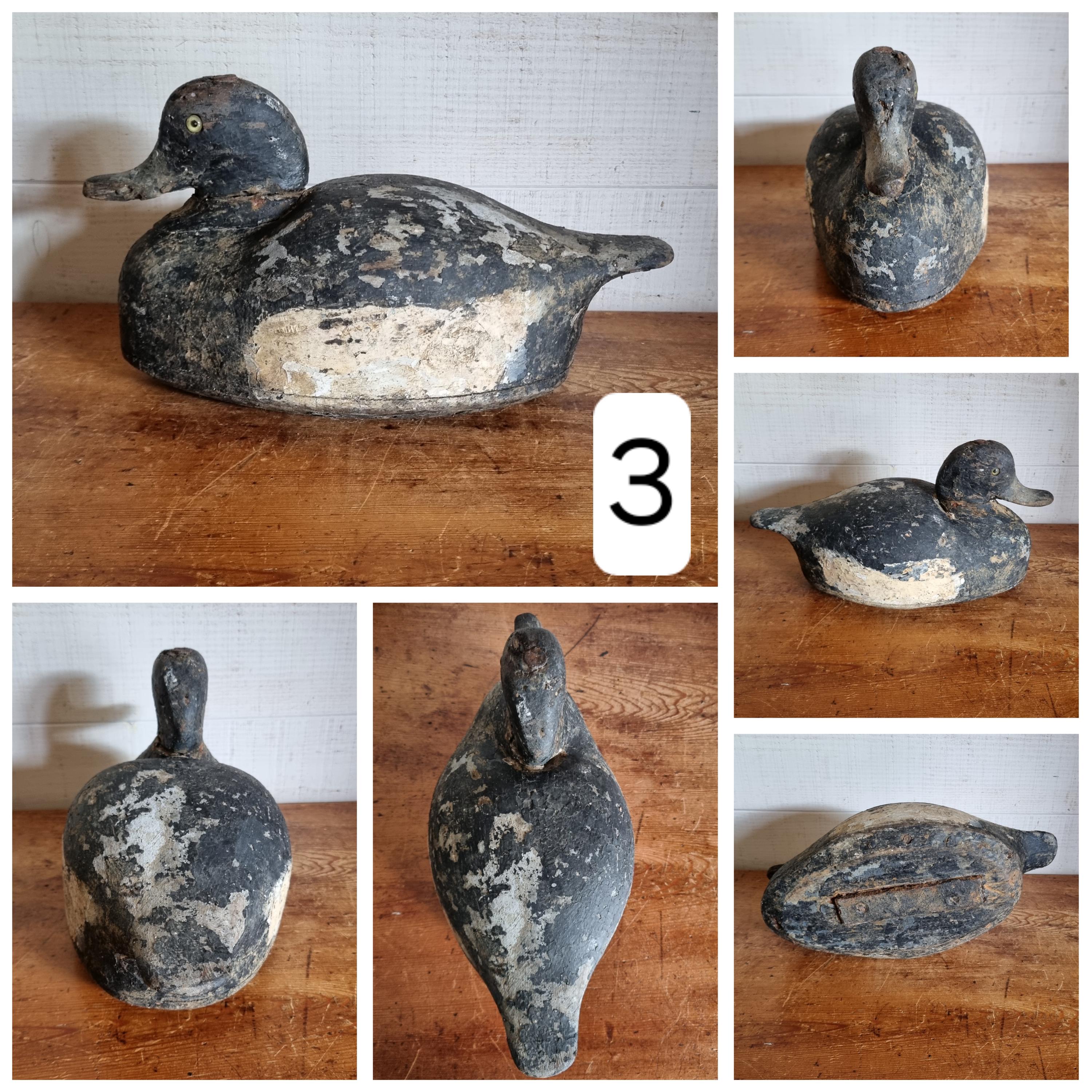 Vieux Canard En Bois Polychrome - Ancien Leurre De Chasse Ou Objet Déco