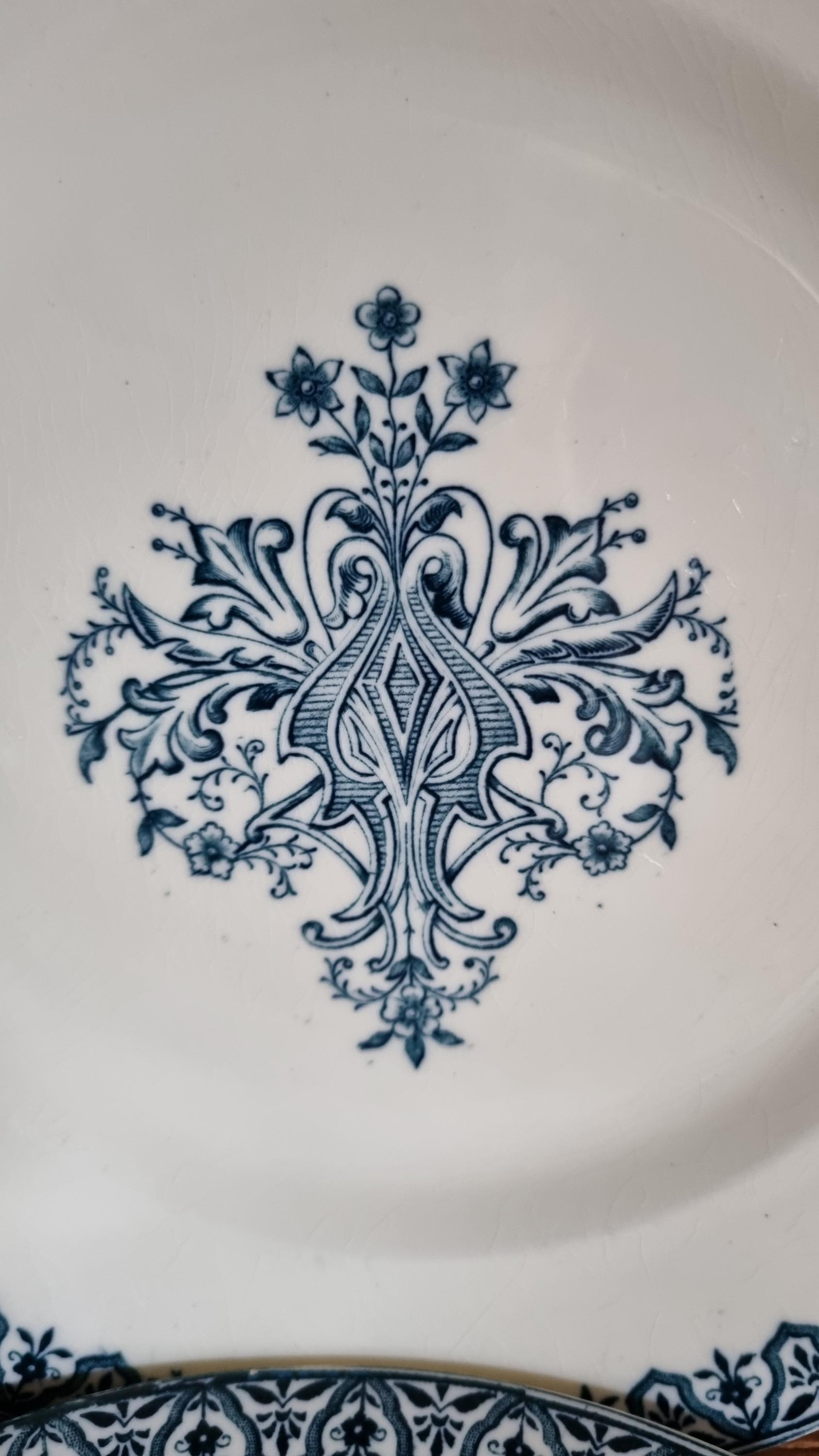 Set of 4 Old Flat Plates Terre De Fer Salins Alhambra Model French