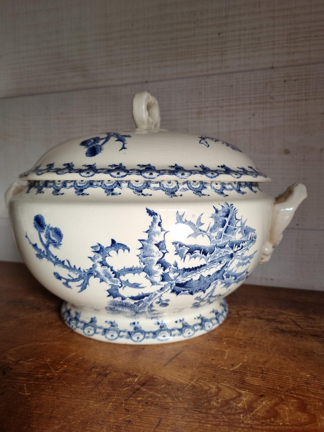 Antique Earthenware Tureen, Chardons Pattern, From the Gien Factory ...