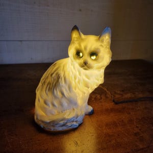 Old mid century ceramic cat night light, French flea market