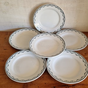 Set of 6 old flat plates Terre de fer St Amand Amandinoise French tableware, flea market