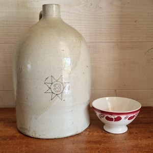 Jarra antigua, jarra de gres esmaltado, olla con estrella, tamaño grande, mercado de pulgas francés