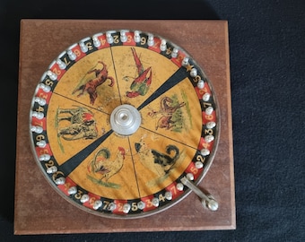 Jeu ancien de roulette chromolithographiée brocante francaise