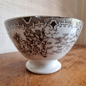 Ancien bol à café au lait Terre de fer, brocante française