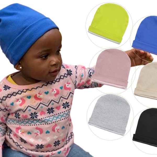 UNISEX SATIN LINED Beanie Winter Hat for Newborn Baby Toddler Infant Little Kids Hair Care Beanie Caps Silky Satin-Lined Rib Sleep Hat