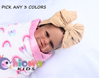BABY HEADBAND, Newborn Big Girl Bow Headband, Soft Infant & Toddler Headwrap, Christmas Wide Nylon Knit Knot Headbands, Baby Shower Gifts