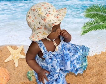 SOMBREROS DE SOL para BEBÉ niña, Sombreros de juego para bebés Sombrero de sol de algodón, Sombrero de verano de muselina para bebés y niños pequeños, Sombreros de regalo para bebés con forro de satén. Gorro de playa para bebé