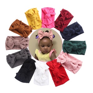 BABY GIRL HEADBAND| Ribbed Knit Hair Bow| Baby Bow Head Wraps| Knot headbands| Soft Infant Newborn Baby Bow Headbands| Wide| Gifts for Kids
