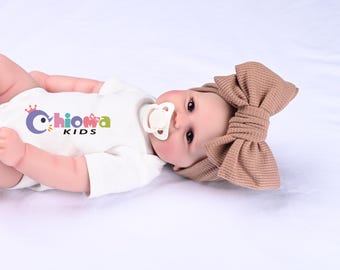 OVERSIZED BOW HEADBAND, Ribbed Big Bow Head Wrap, Newborn Toddler Infant Headband, Boho Headband, Adjustable Baby Headband, Baby Girl Gift