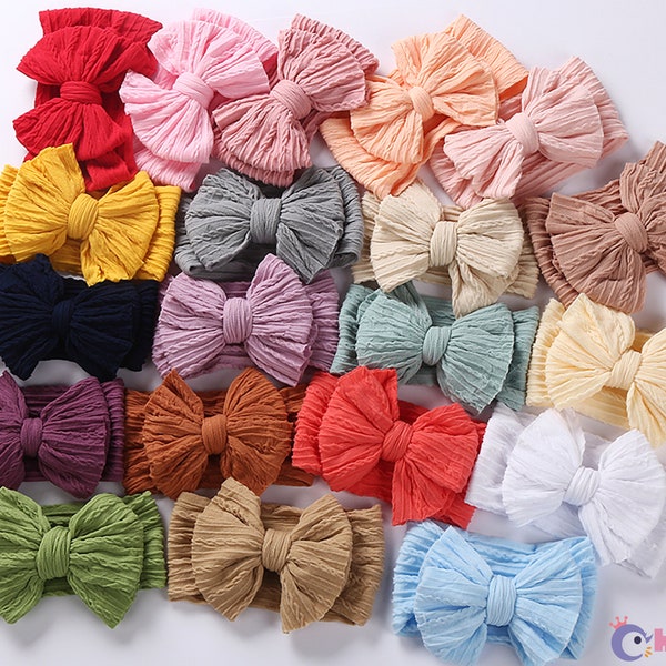 CABLE KNIT BOW Headband, Newborn Baby Bow Headband, Soft Infant Headwrap, Toddler Knot Headbands, Baby Girl Wide Nylon Bow, Baby Shower Gift