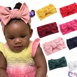 RIBBED KNIT BOW Headband| Baby Bow Head Wraps| Knot headbands| Soft Infant Headbands| Newborn Baby Bow Headband| Wide Baby Girl Headband|