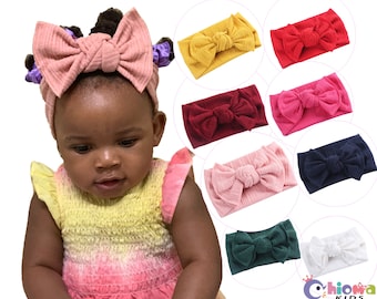 RIBBED KNIT BOW Headband| Baby Bow Head Wraps| Knot headbands| Soft Infant Headbands| Newborn Baby Bow Headband| Wide Baby Girl Headband|