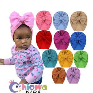 BABY BOW TURBAN hat, Newborn Baby Bow Turban, Baby shower Gifts, Infant Hat, Baby Girl Turban, Baby Headbands, Newborn Gifts, Messy Bow Caps