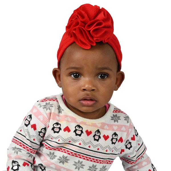 MERRY CHRISTMAS Baby FLOWER Headband, Newborn Ruffle Headband, Red Stand Up Toddlers Headband, Baby Girl Big Flower Head Wrap, Babies Gifts
